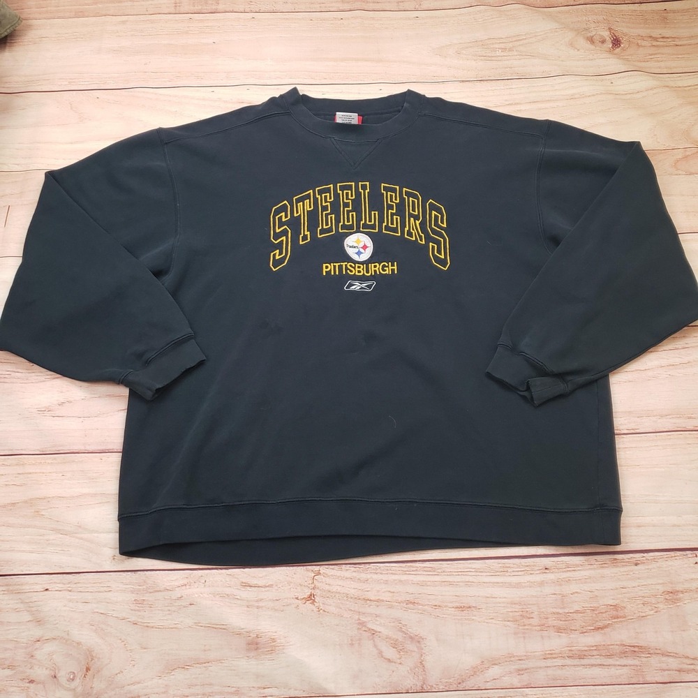 Pittsburgh Steelers Sweatshirt Mens XL Black NFL Football Reebok Crewneck